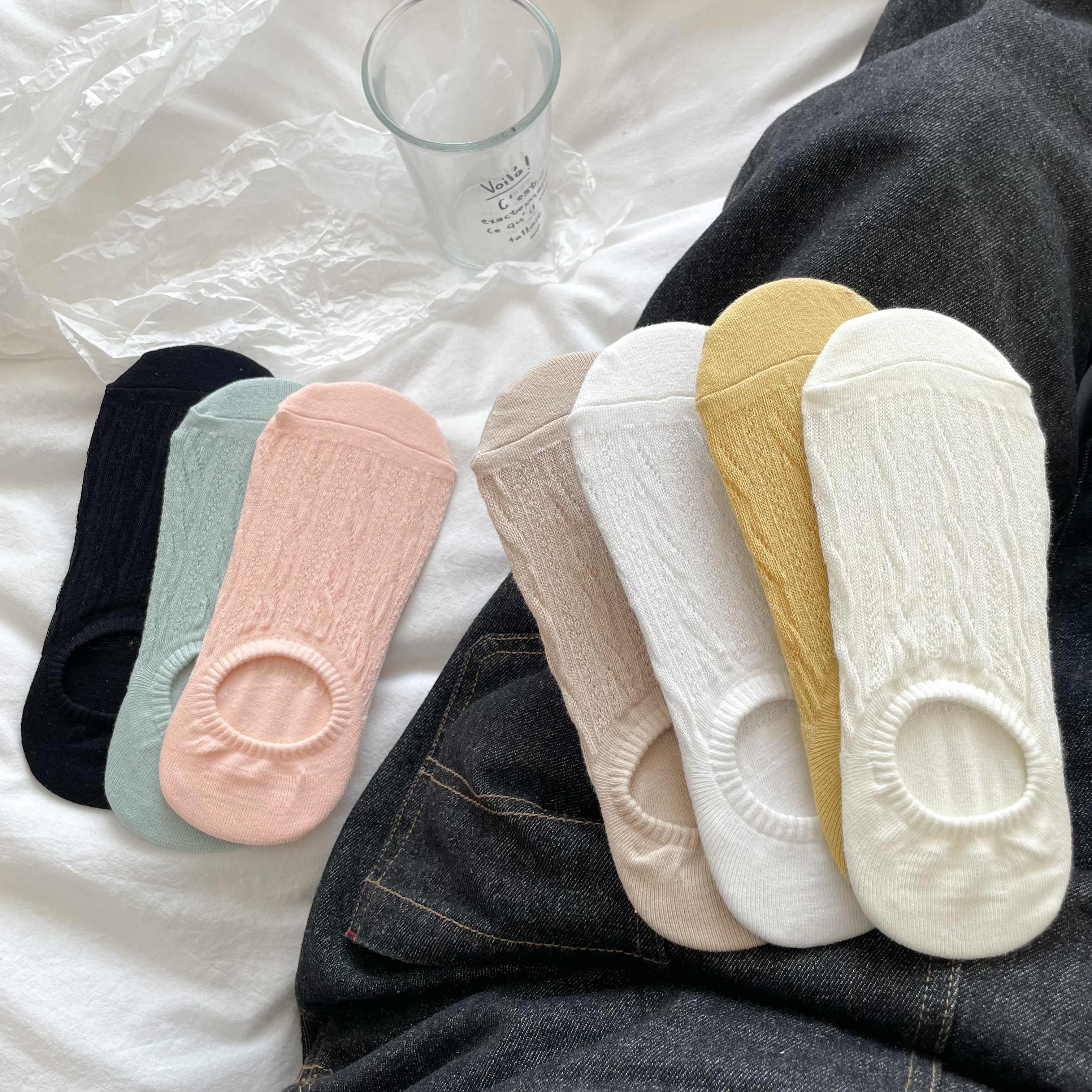 夏天袜子薄款网眼船袜女网红袜子女短袜不掉跟隐形硅胶防掉跟女袜