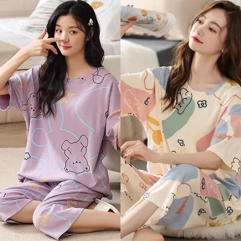 睡衣女夏季短袖夏天2025新款爆款卡通宽松大码套头可外穿家居服LT