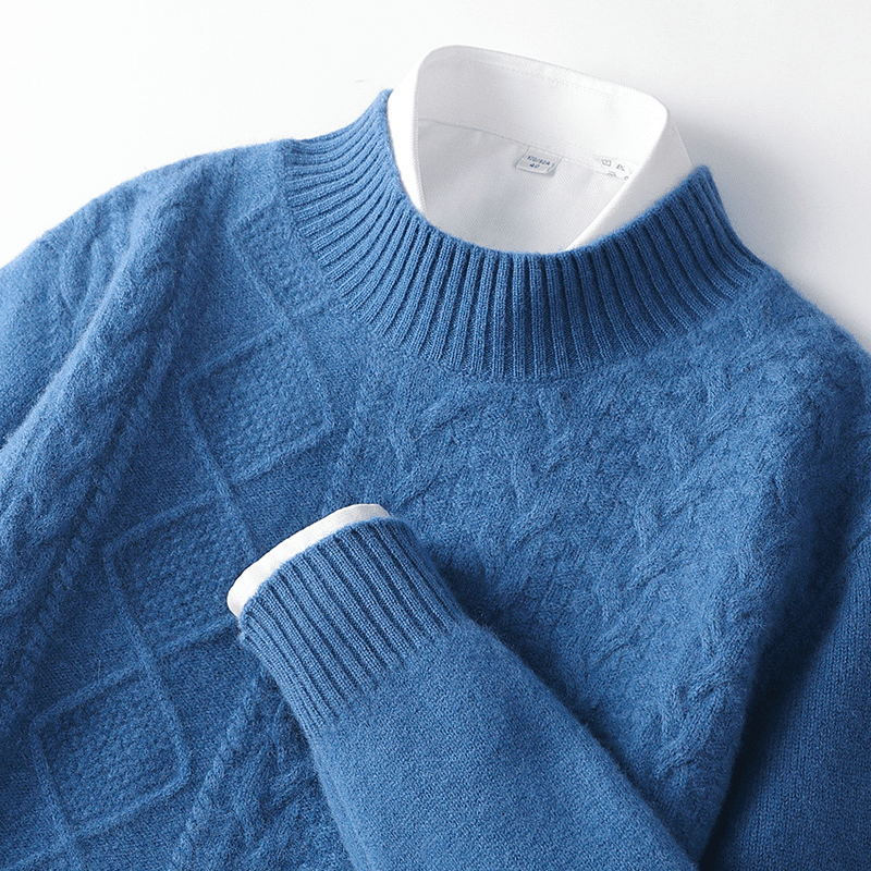 100%羊绒男装秋冬新款青年打底衫休闲百搭衫纯色