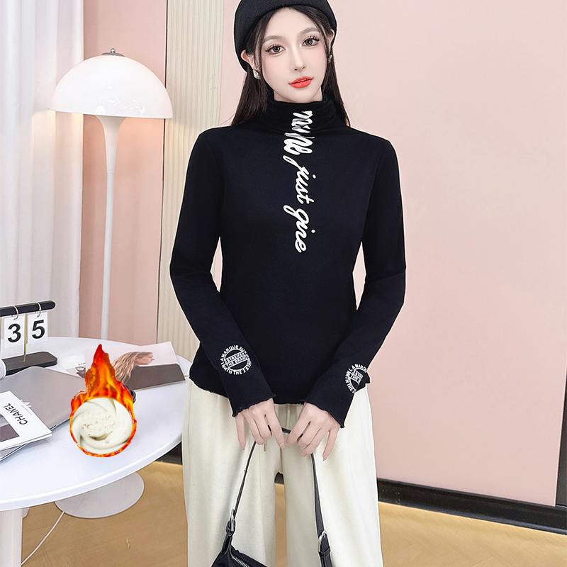 秋冬堆堆领洋气打底衫女个性百搭显瘦长袖冬季内搭上衣纯欲打底衫