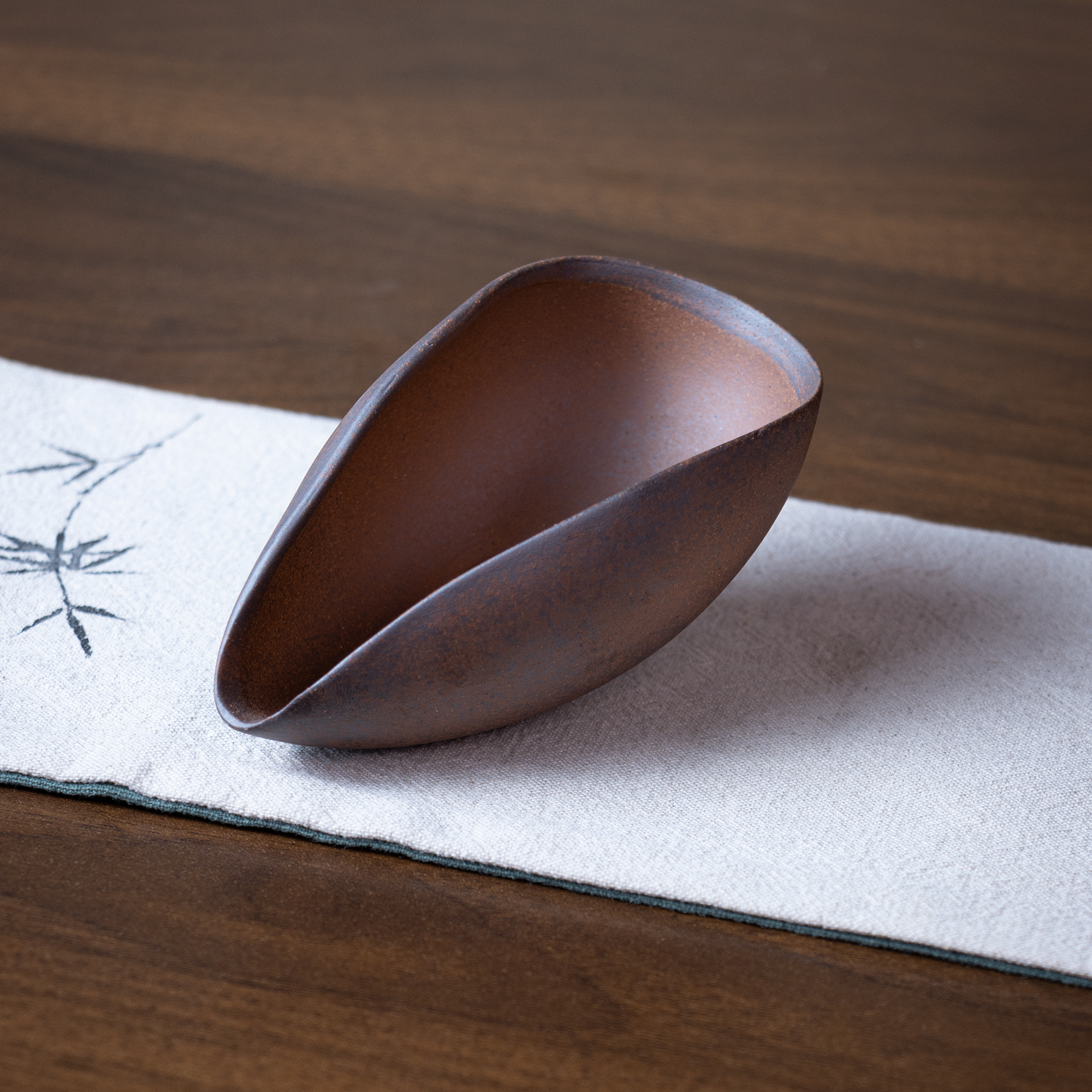 【拿放斋】老岩泥卷叶茶则.3672.中式粗陶茶则复古分茶器茶桌.SL