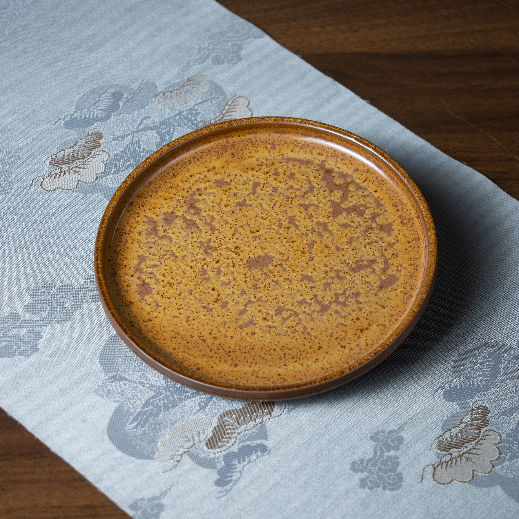 【境悟器】黄金釉壶承.1440.中式禅意防溅水壶承复古茶桌摆件配件