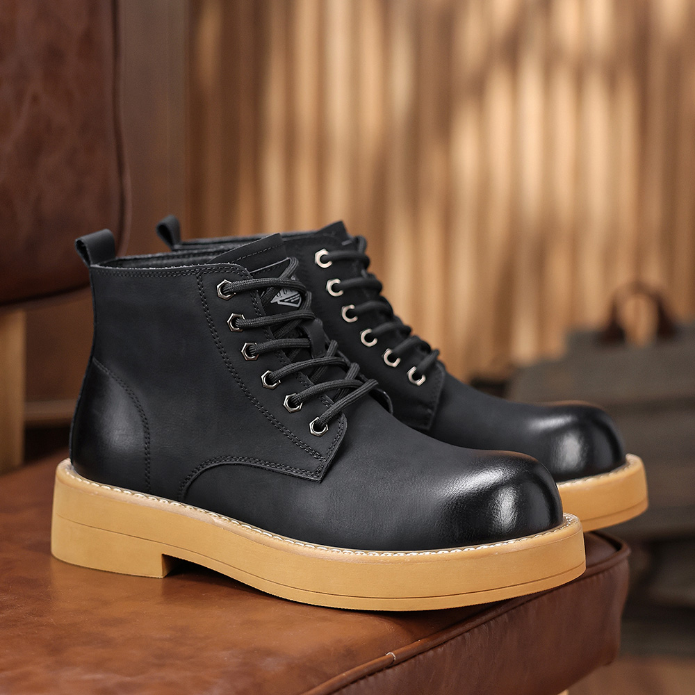 群狼·世家秋冬休闲马丁靴时尚厚底男士中帮靴子英伦风上班男靴