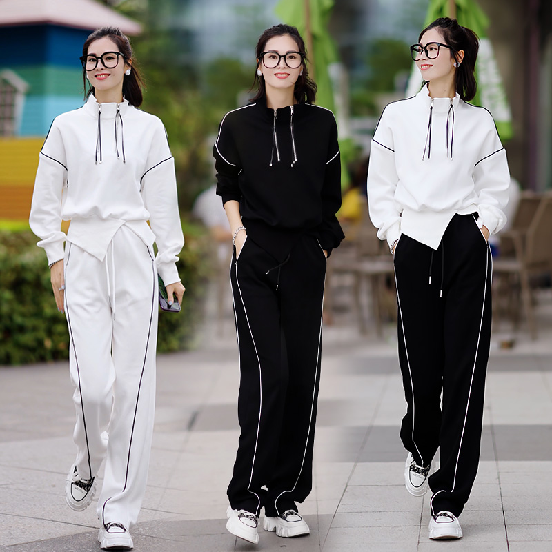 高档休闲套装女2025春秋洋气时尚宽松收腰卫衣运服服两件套3388-2