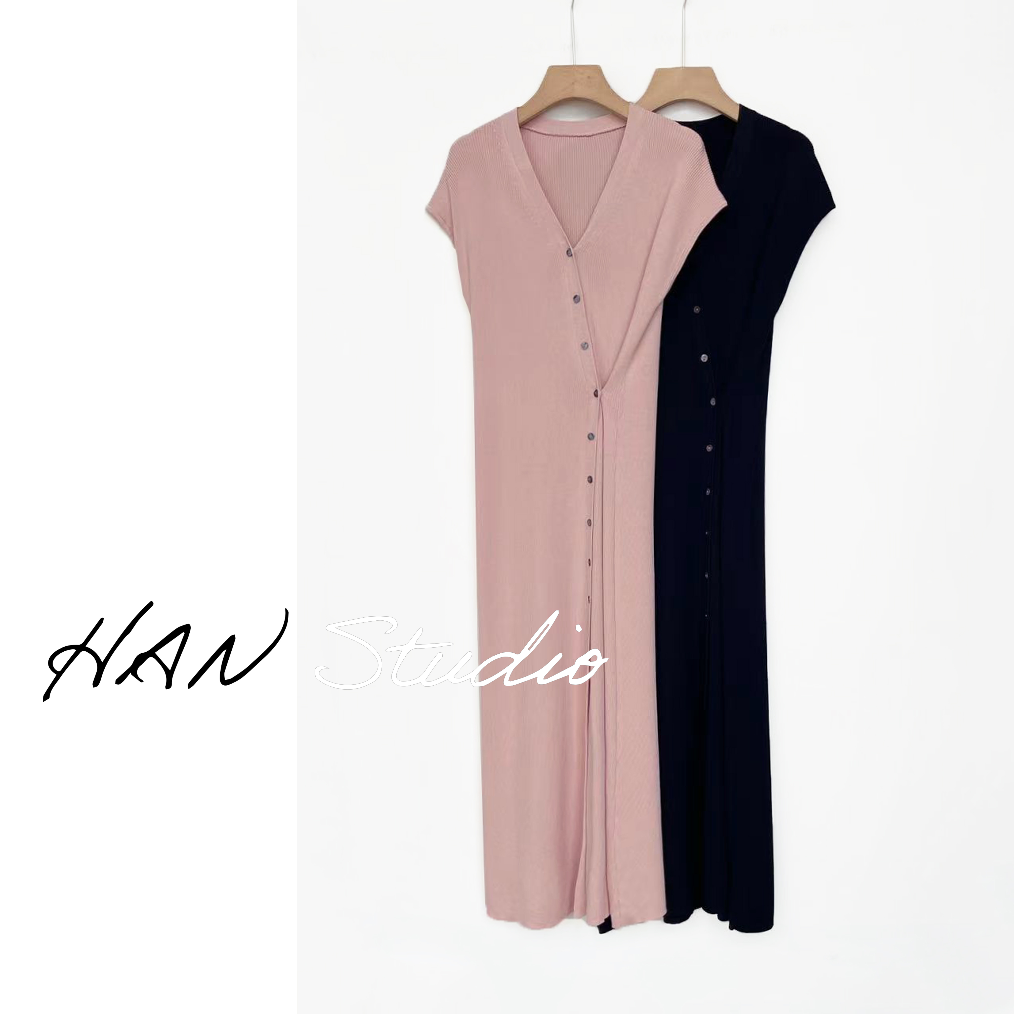 NANA MISS【女神针织】复古设计款直筒长款修身针织不对称连衣裙