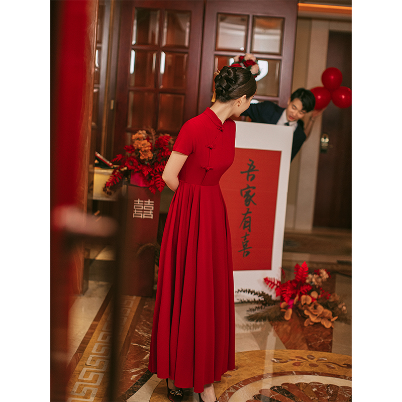 时光裁剪｜红昭旗袍敬酒服新娘新款高级感新中式结婚气质连衣裙