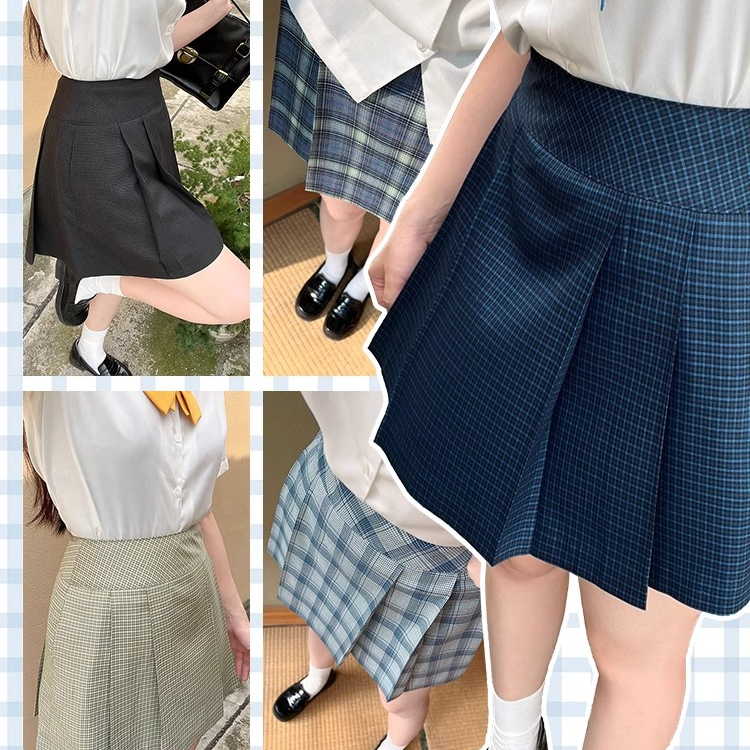 中牌制服馆夏季校供感jk制服格裙学生半身裙女学院风箱褶裙学院风