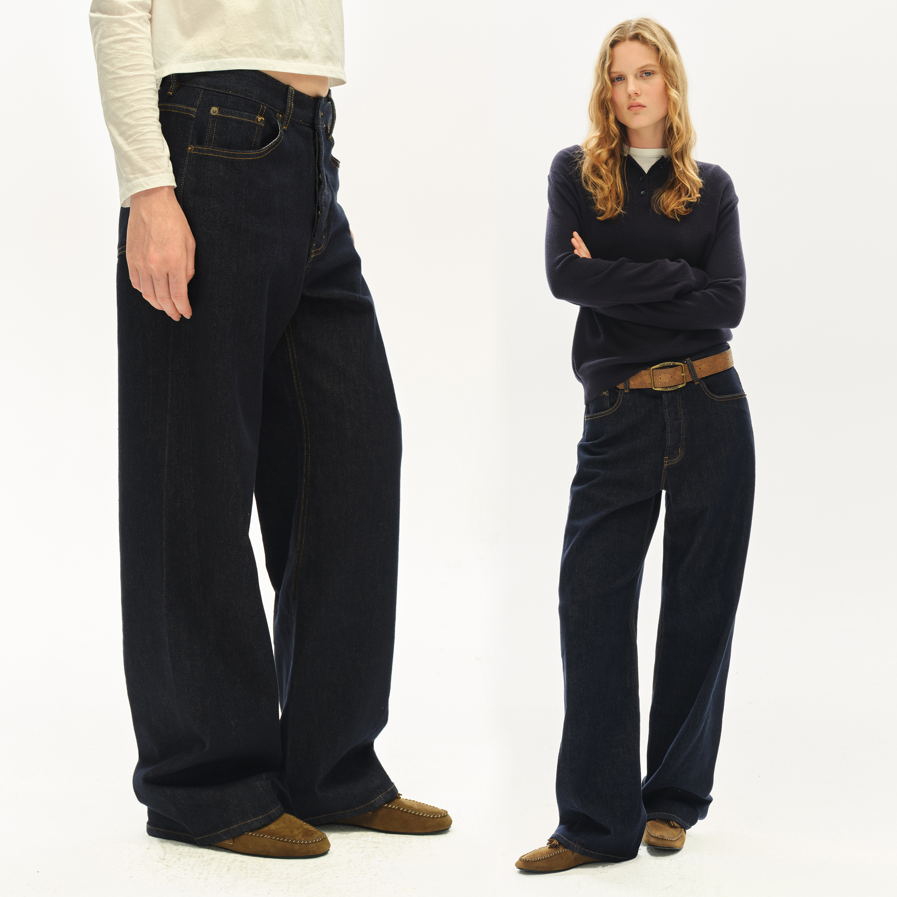 【董麟珺专属】SMIIILE活性染深蓝复古丹宁赤耳原牛低腰直筒牛仔裤