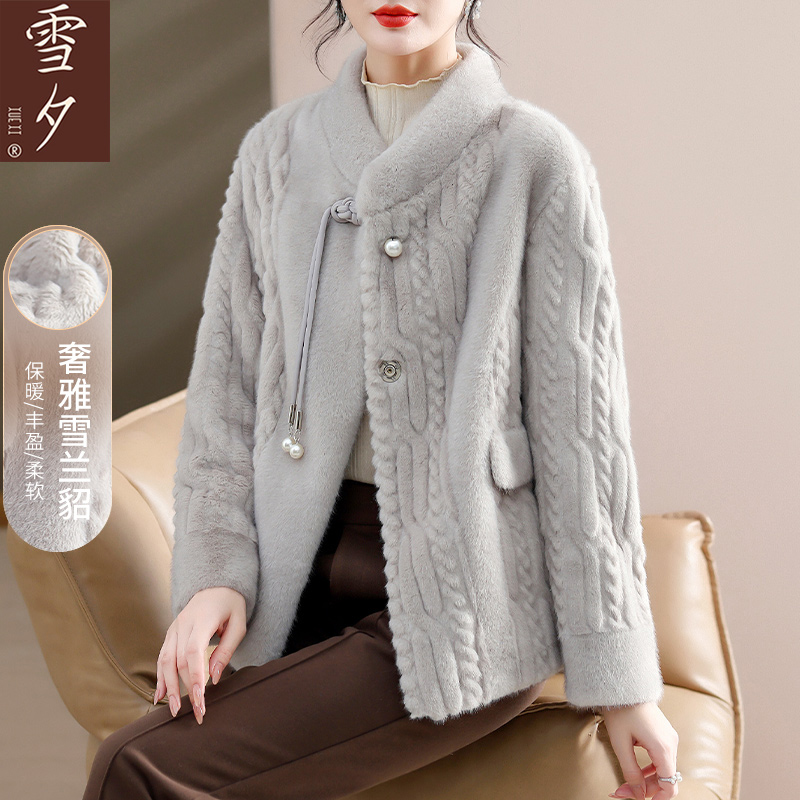 妈妈秋冬装仿水貂大衣中老年女冬季外套2025新款