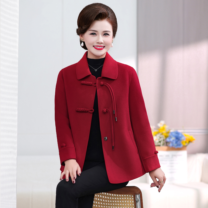 妈妈装中式双面呢大衣2025新款时尚显瘦中国风小个子呢子短款外套