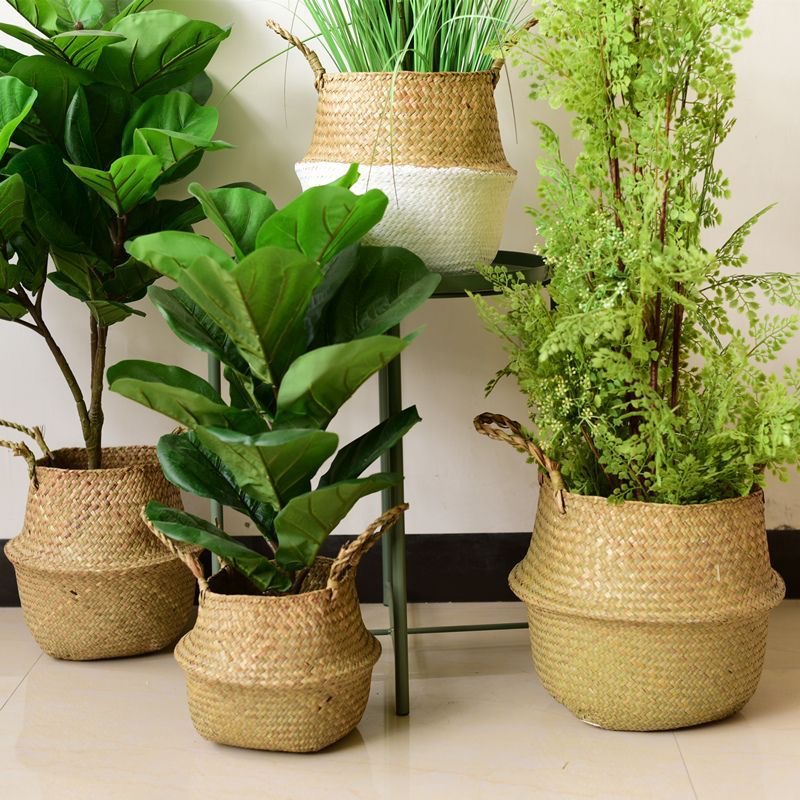 直批北欧海草编织花盆花篮手工简约设计风格造型手工简约设计风格