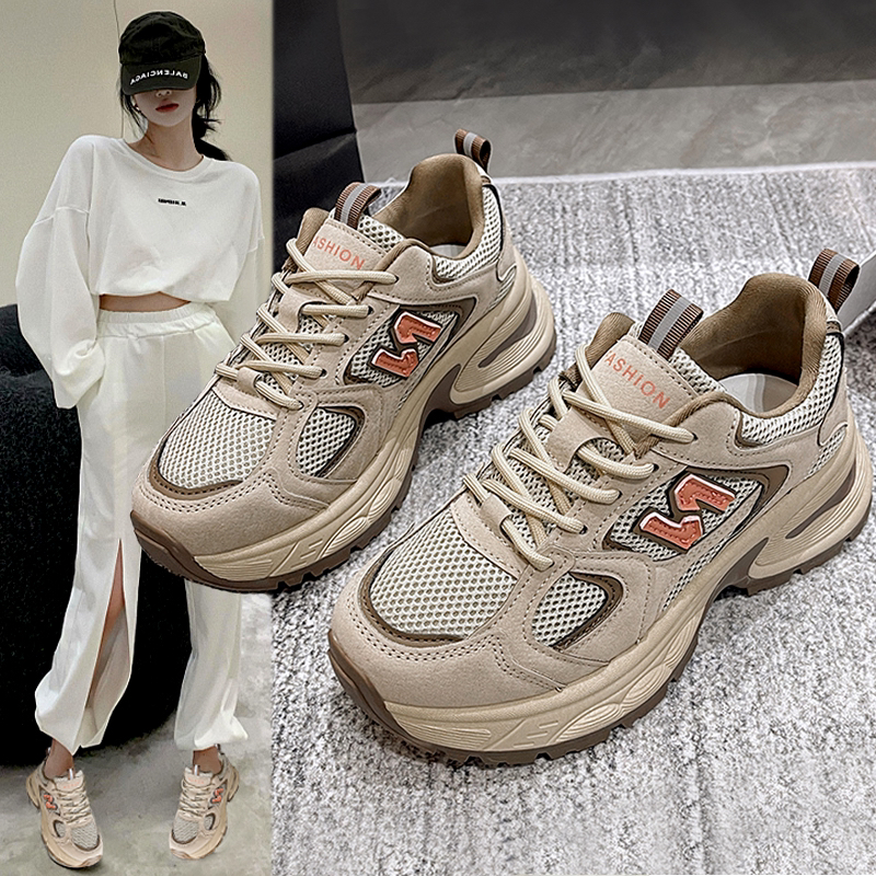 老爹鞋女2024春季新款时尚百搭N 字复古跑步老爹鞋厚底潮流ins