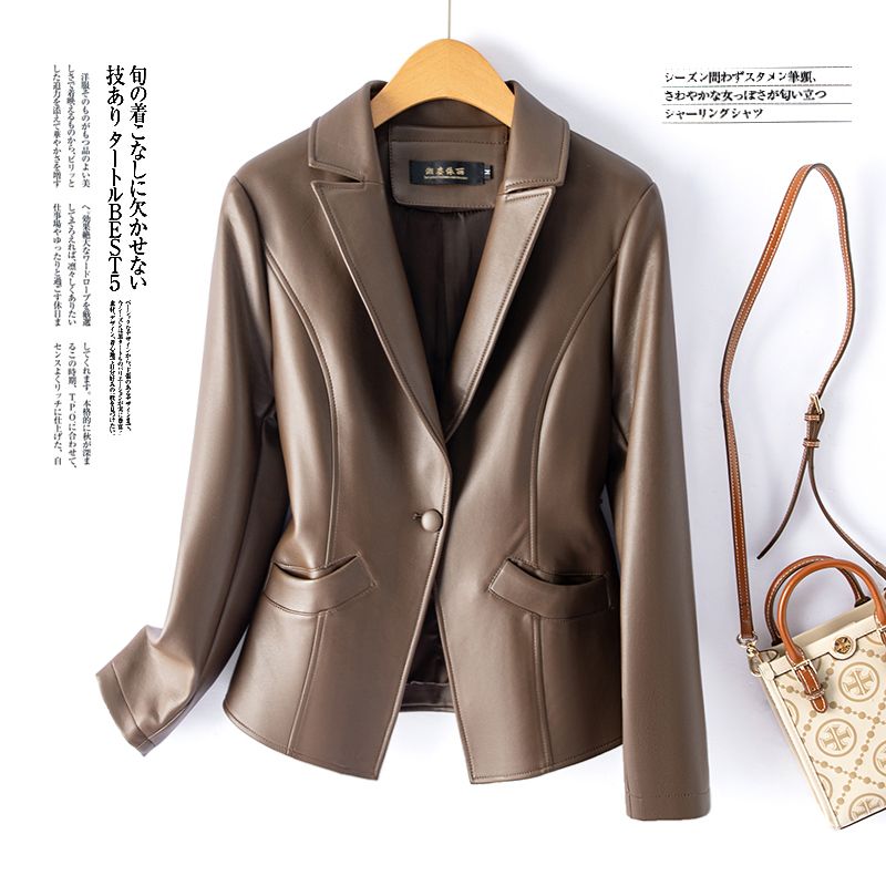 海宁真皮西服！2024新款显瘦休闲韩版加大秋冬短气质女士外套882