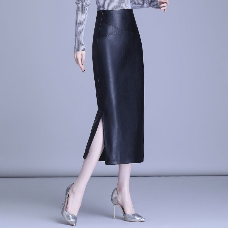 2025新款海宁真皮春季包臀裙显瘦洋气气质中长裙冬季春节1085