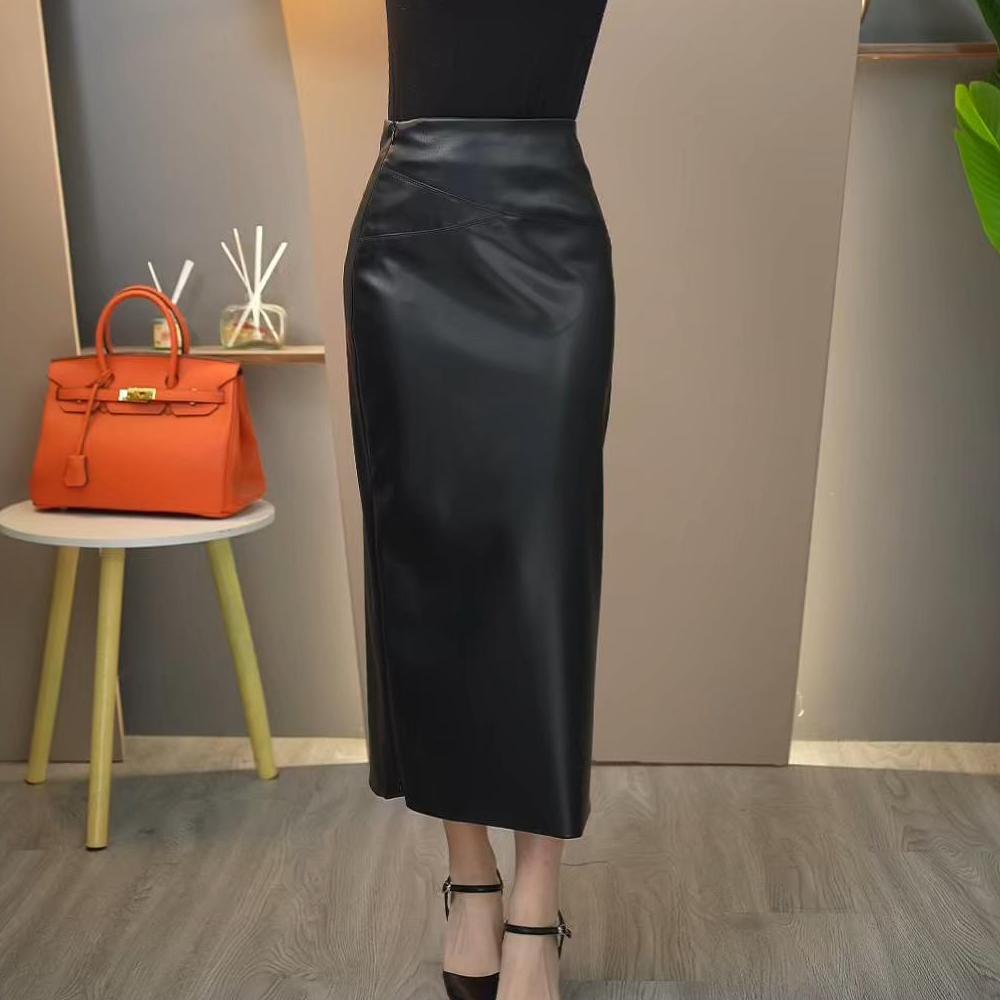 2025新款海宁真皮春季包臀裙显瘦洋气气质高腰中长裙1085时尚