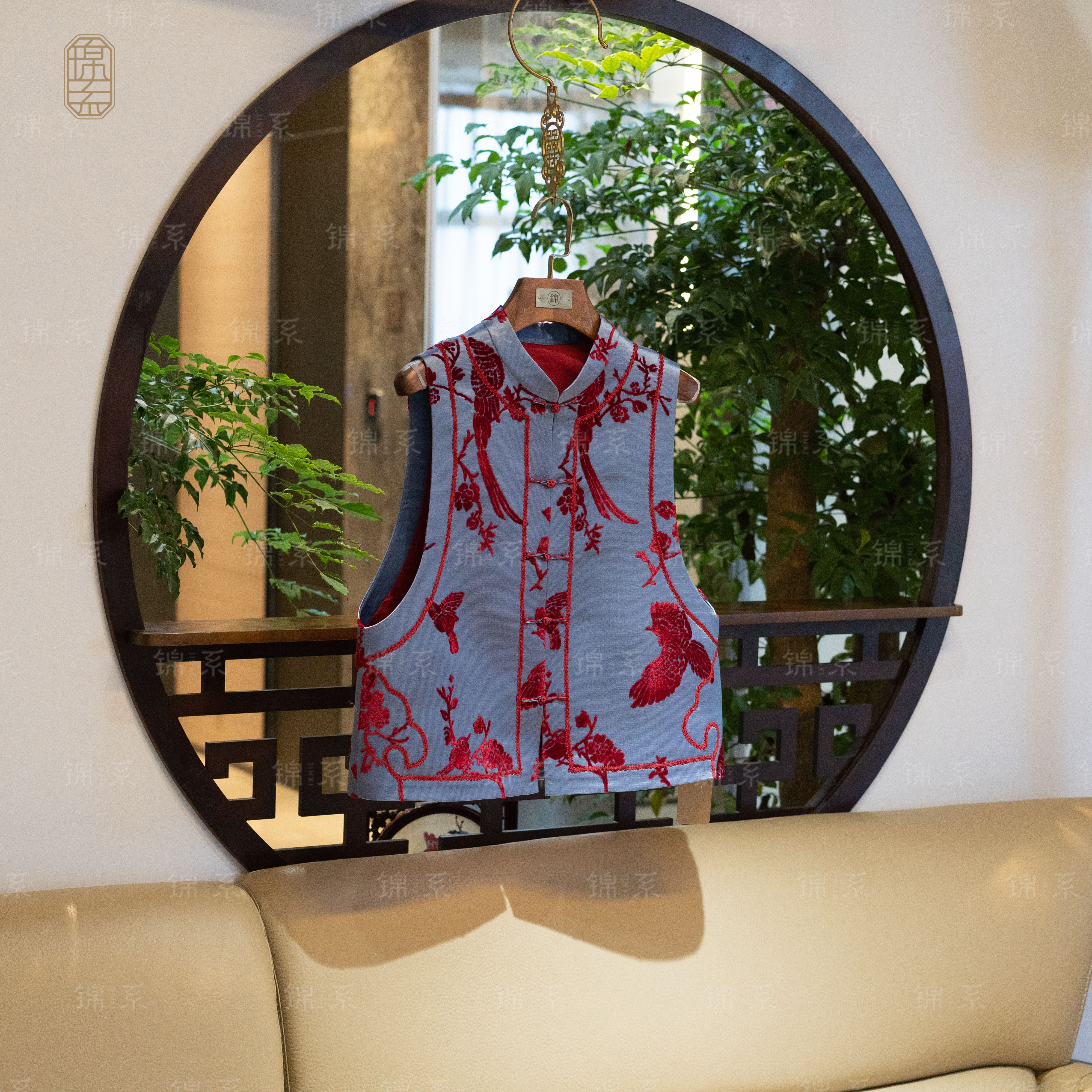  【锦系】漳绒新中式桑蚕丝立领直襟马甲背心E-36674-ZRD4166778