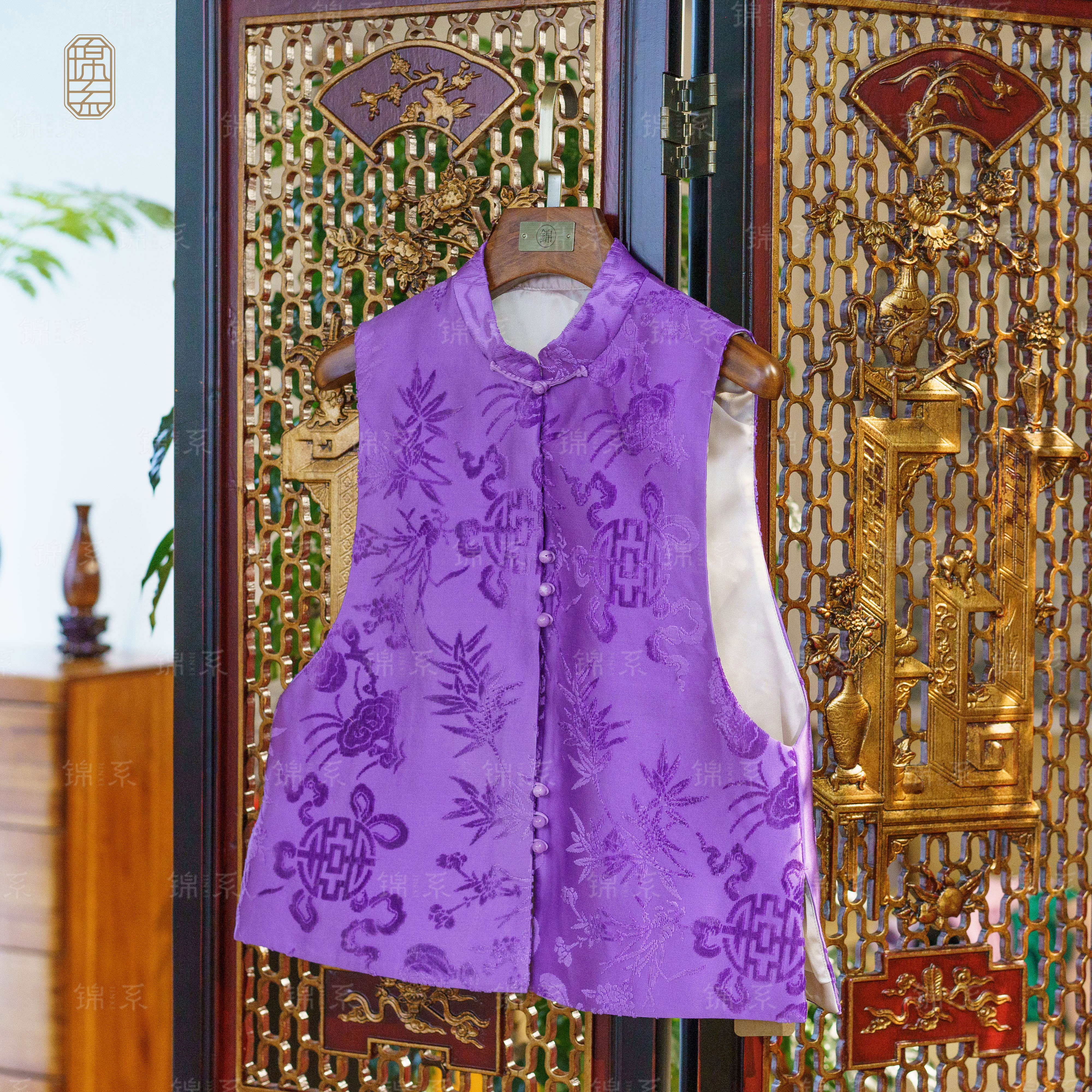 【锦系】漳绒新中式国风桑蚕丝加棉马甲背心E-36943-ZRD4166778