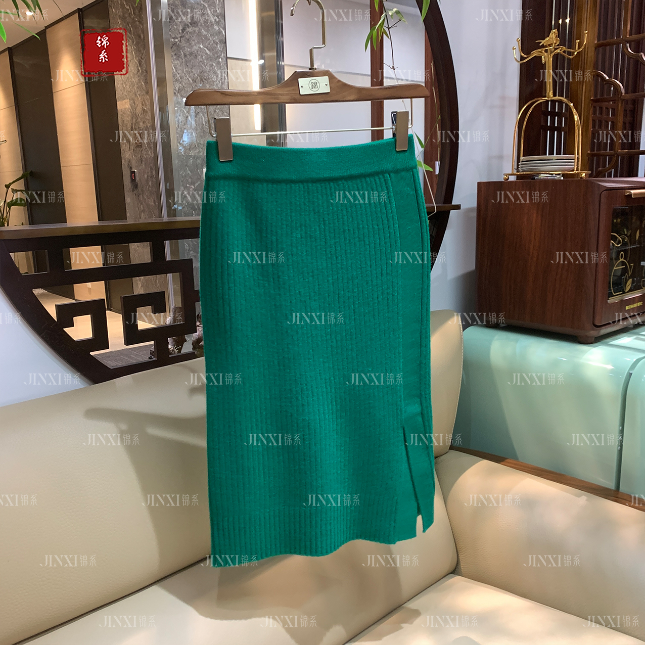 【新款~推荐】Q-34001-RC新中式国风羊绒半裙