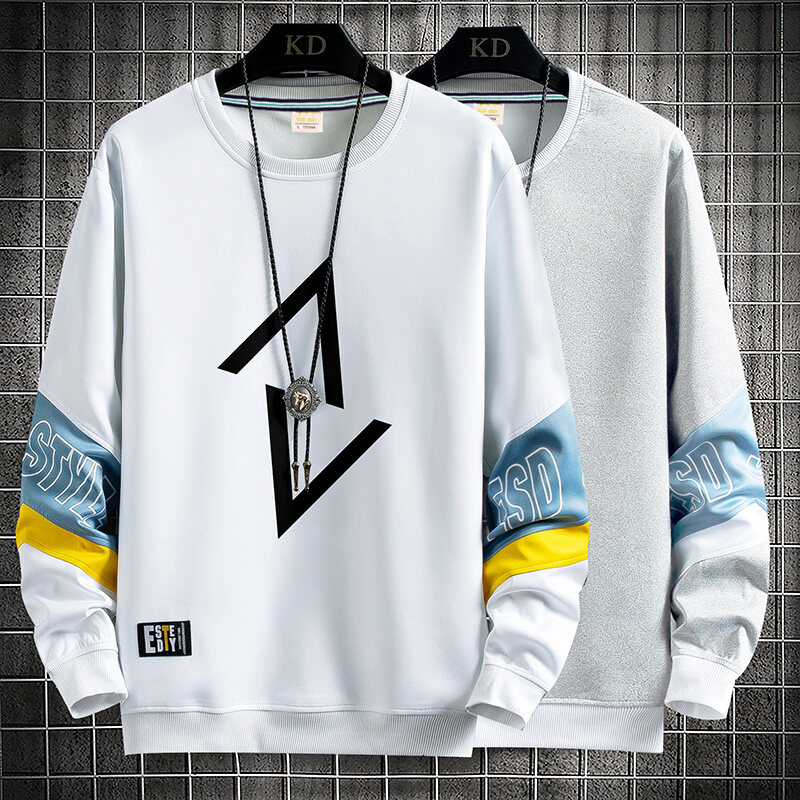 春秋款圆领套头卫衣男青少年潮流帅气休闲长袖恤学生上衣服秋装