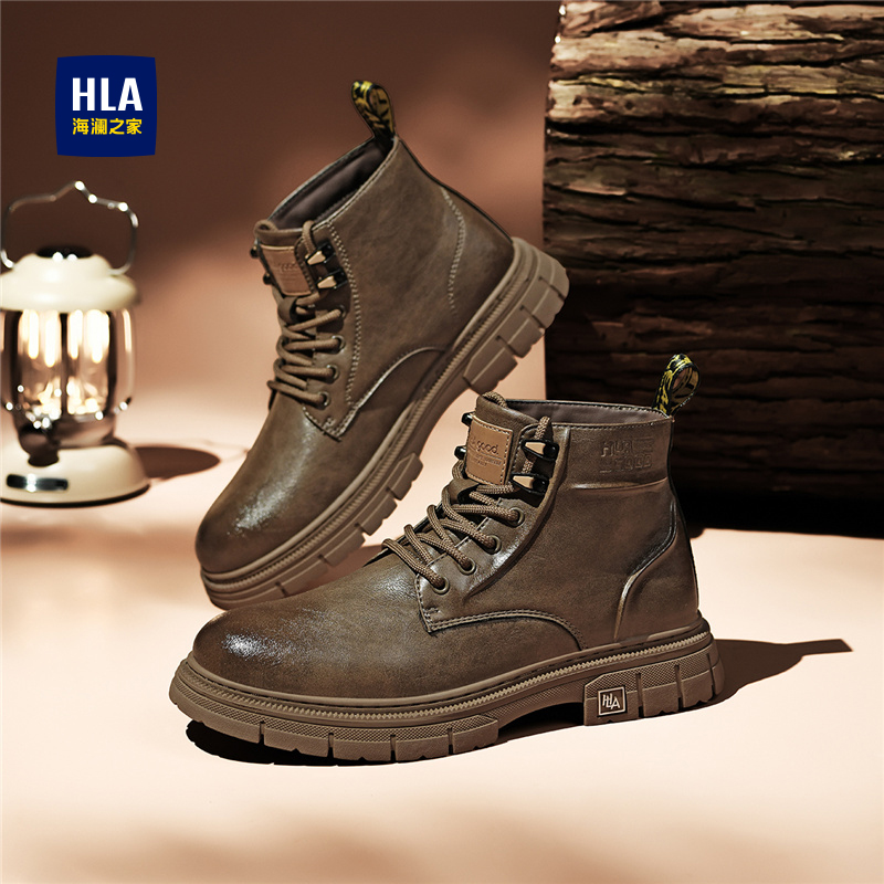 HLA/海澜之家男鞋新款秋季时尚百搭休闲马丁靴高帮男士靴子工装