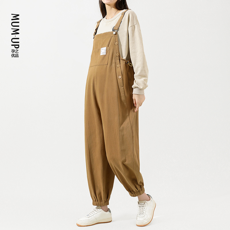 【时尚背带裤】孕之优品春秋季大码宽松休闲容量大孕妇背带裤 22138