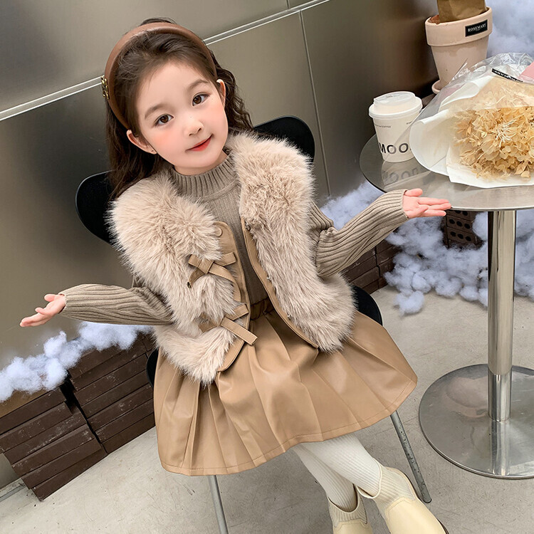 女童冬季马时尚甲连衣裙套装2023新款儿童冬装女宝宝加厚韩版套装