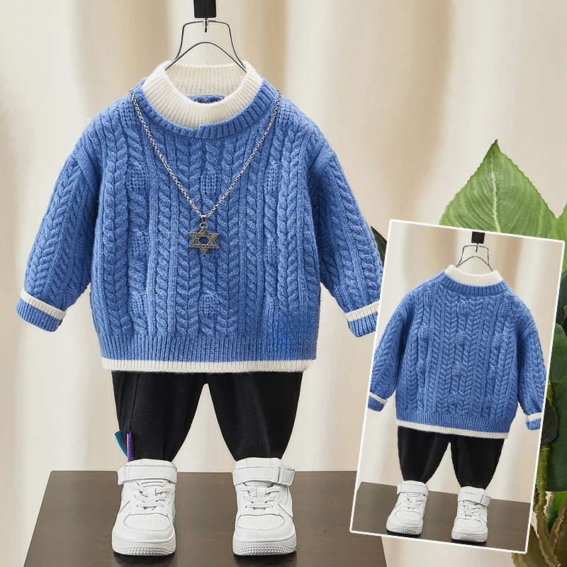 男童毛衣秋冬款儿童套头针织衫打底衫2023新款宝宝冬季加厚小清新