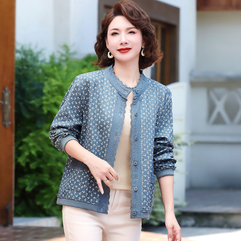 中年妈妈秋装时尚开衫外套2024新款洋气中老年女装夹克春秋上衣服