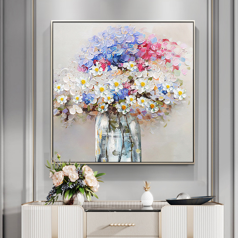 【甜蜜】手绘油画餐厅装饰画玄关挂画客厅简约走廊过道壁画肌理画