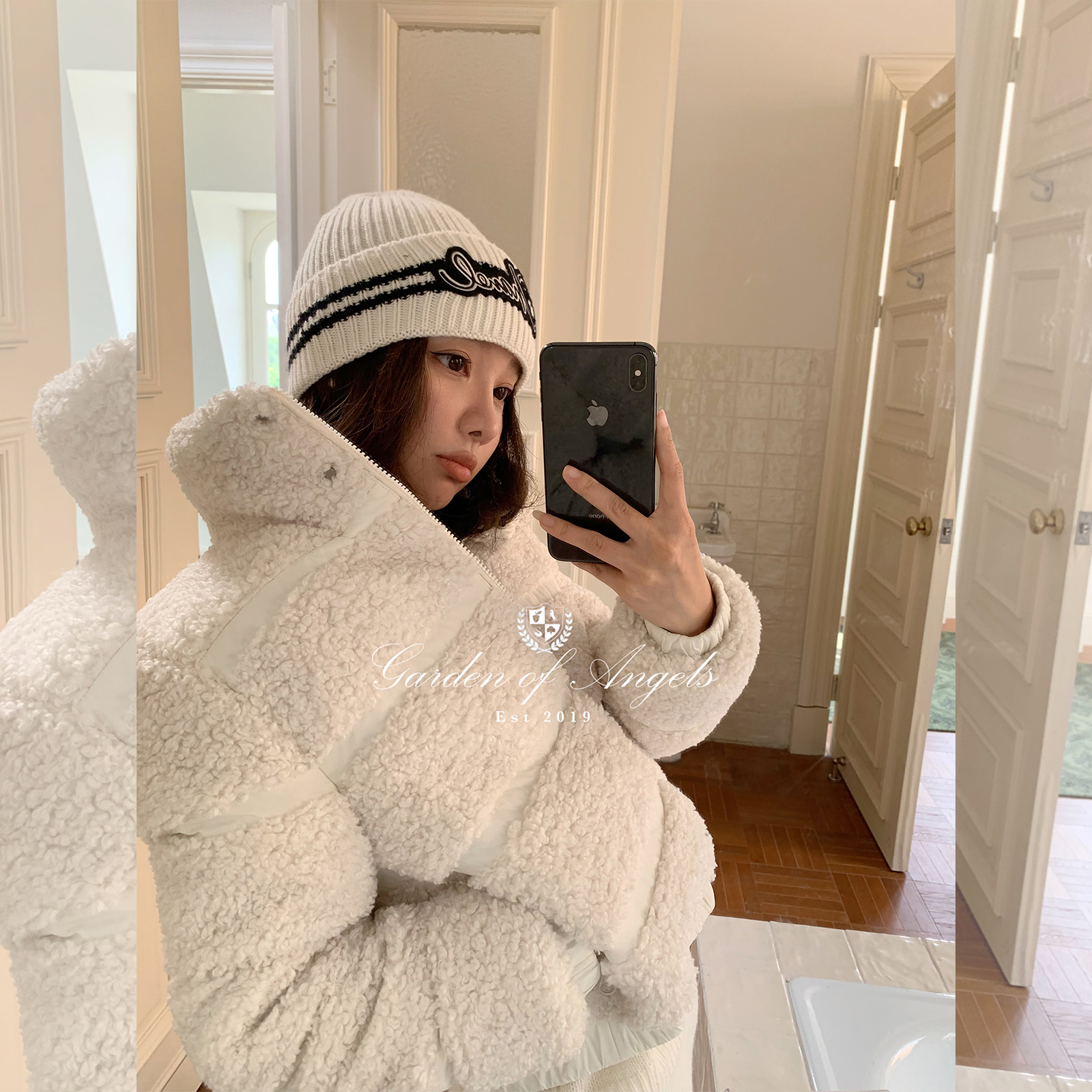 施薇靓  蒙kou雪季 三星90白鸭绒 重工拼接环保小卷毛羽绒服