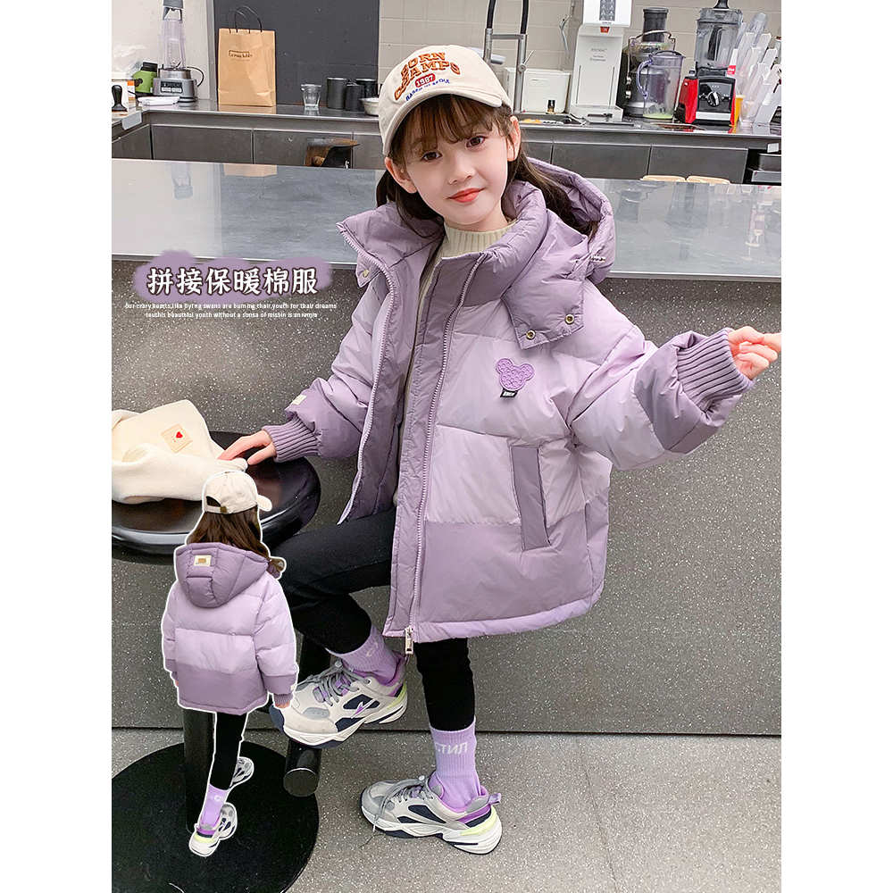 巴拉巴拉童年女童棉服冬装2023新款洋气儿童加厚羽绒棉衣冬季女孩