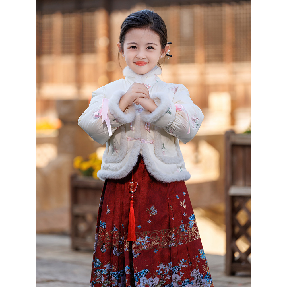童年女童羽绒服中式2023冬装新款儿童国潮白鸭绒中国风