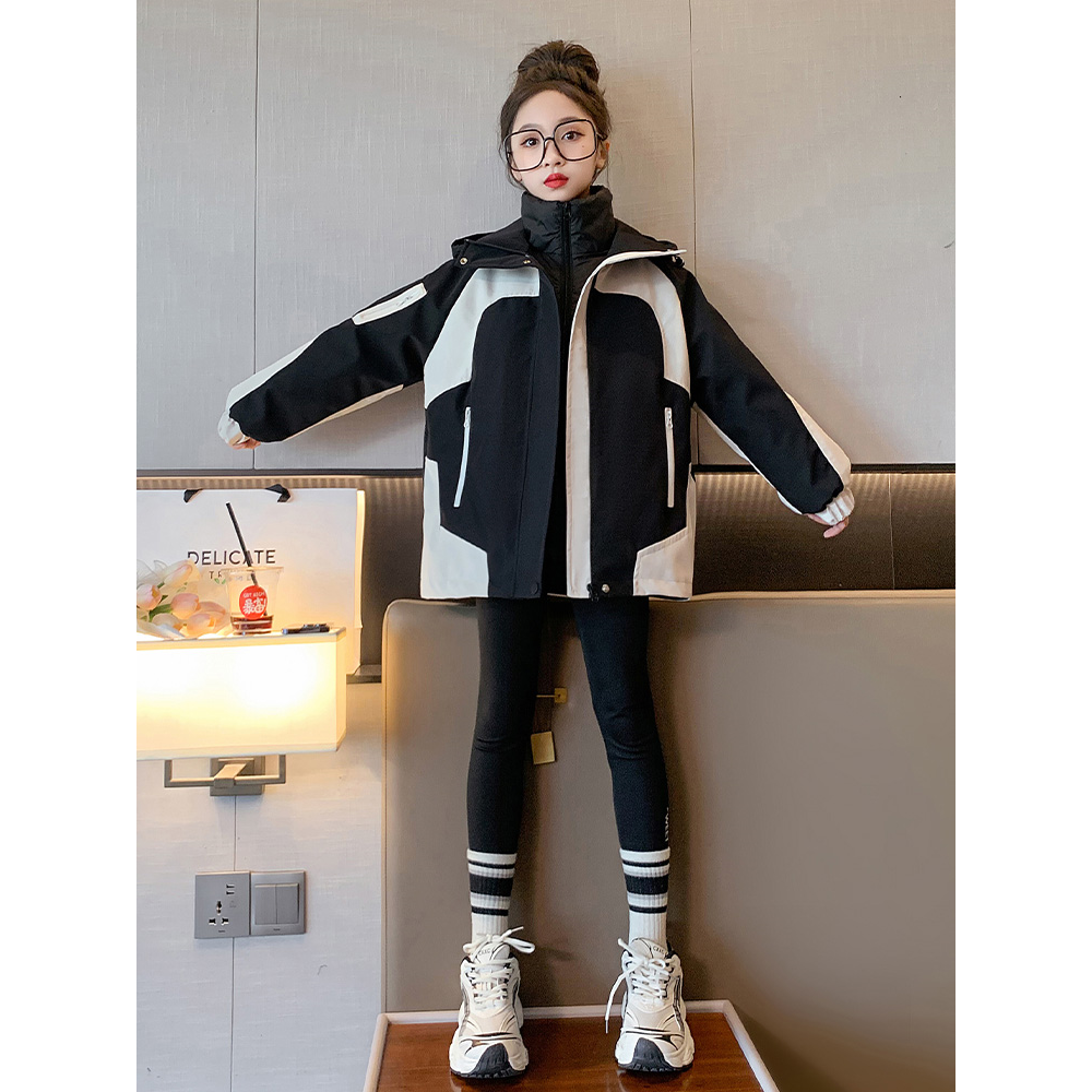 巴拉巴拉童年女童羽绒服2023新款中大儿童冬季加厚三合一冲锋衣白