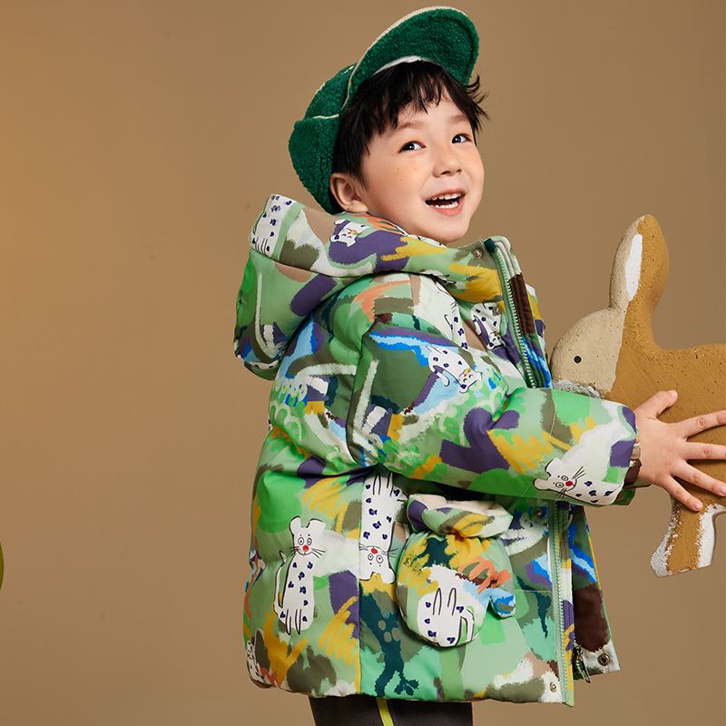 巴拉巴拉童年儿童羽绒服女童中长款2023新款洋气男童宝宝小孩冬季