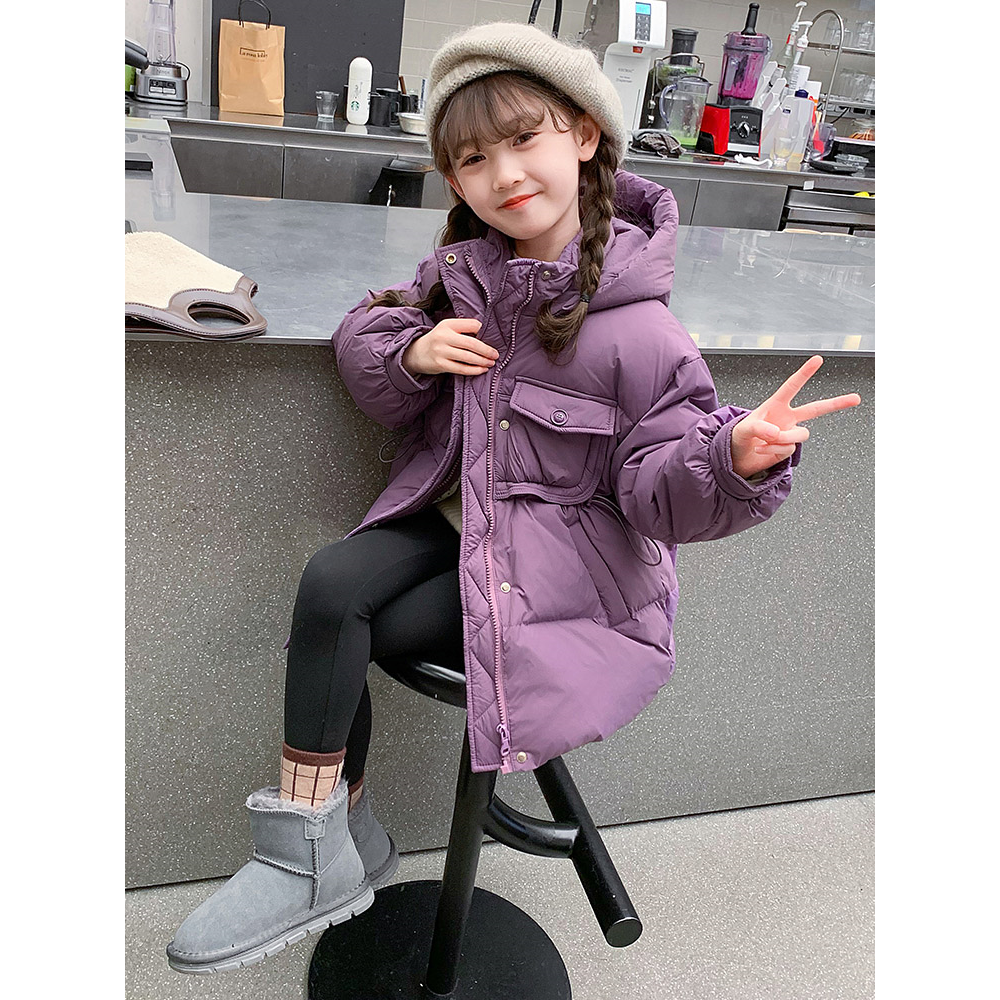 巴拉巴拉童年女童羽绒服冬装2023新款洋气儿童加厚中长款白鸭绒冬