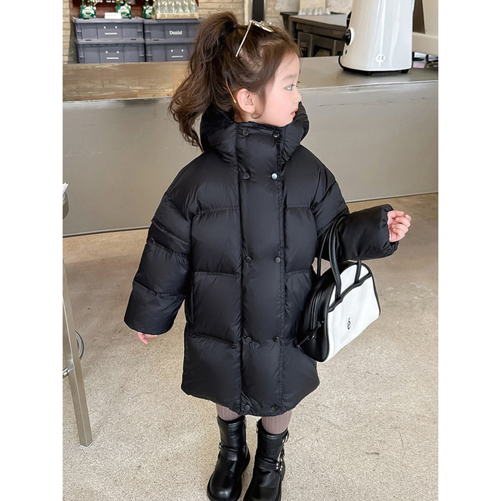 巴拉巴拉童年女童中长款羽绒服冬装儿童洋气连帽白鸭绒外套小女孩