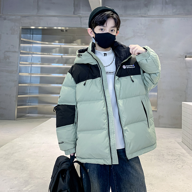 巴拉巴拉童年男童羽绒服冬季2023新款中大童纯色连帽加厚保暖外套