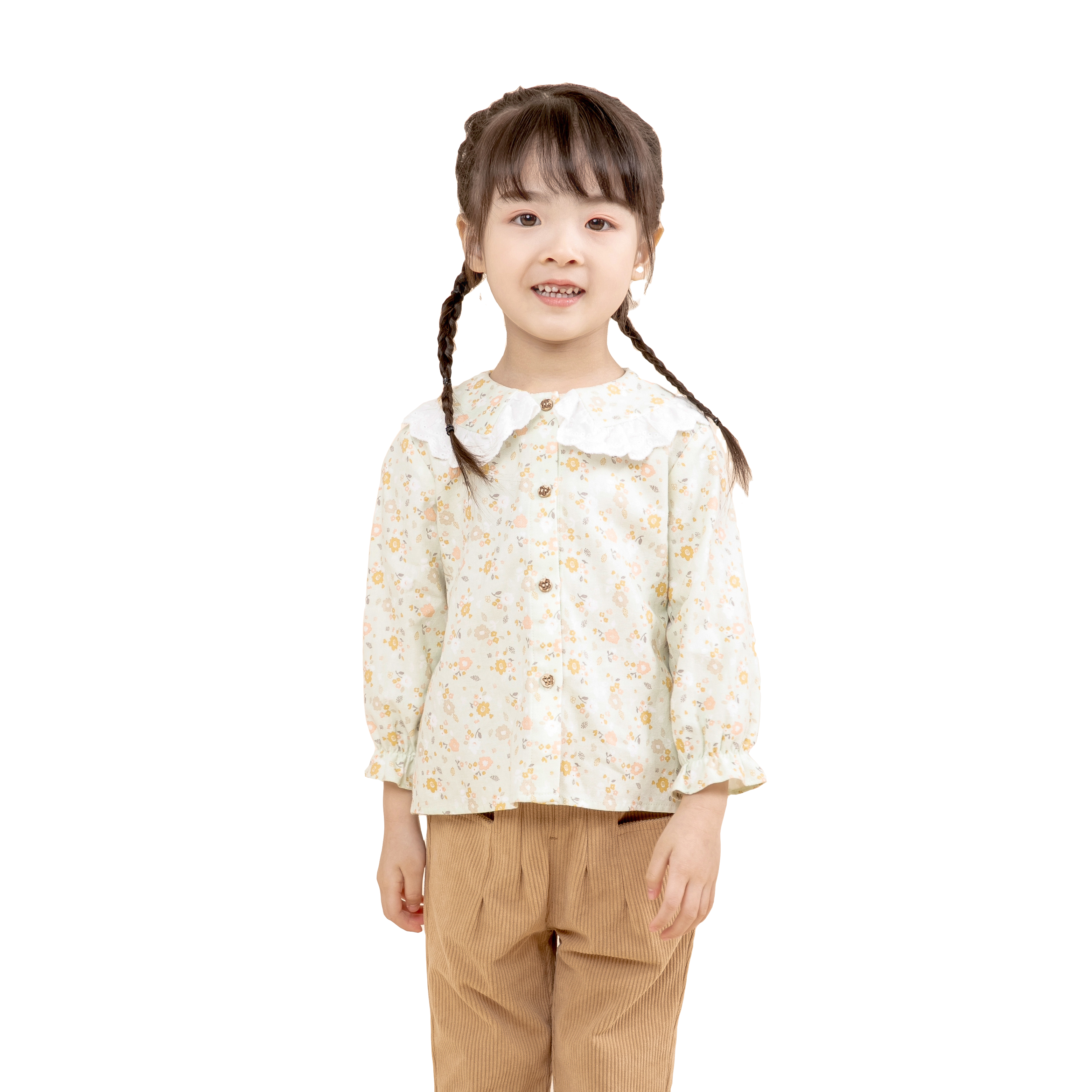 时尚童装女童梭织长袖小碎花衬衫9132204