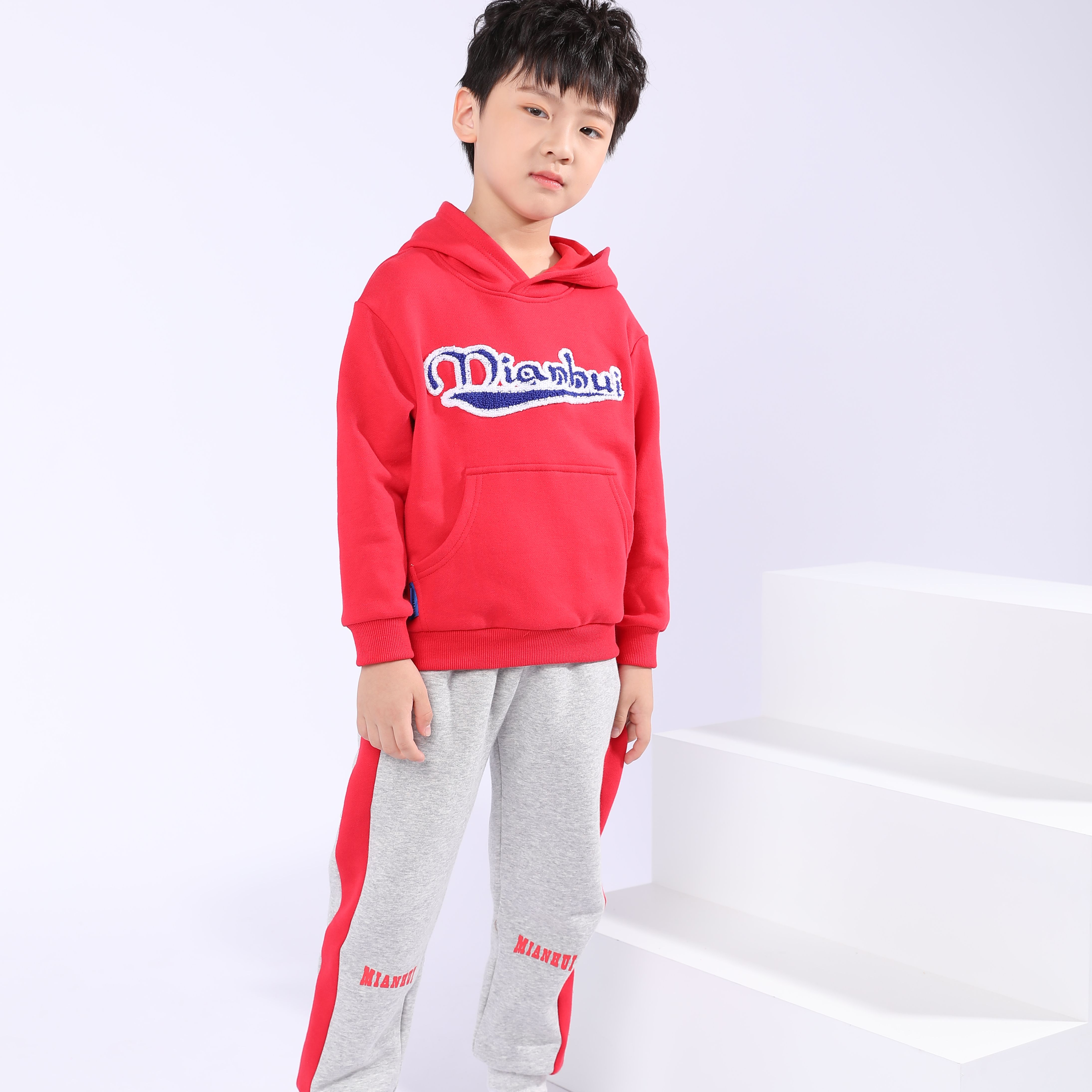  中大童单层抓绒针织连帽卫衣 3141140