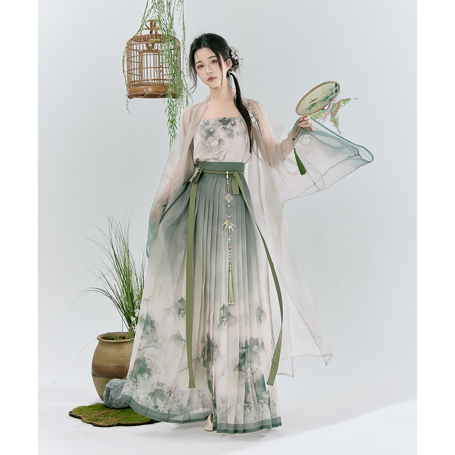 揽风华【青玉枝单拍】原创设计日常百迭裙马面裙夏天薄款