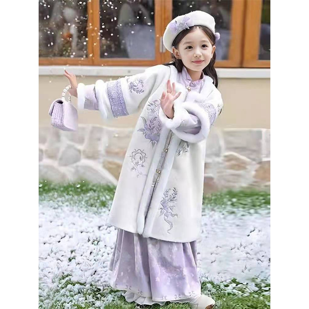 儿童过年衣服山雾汉服冬款女童拜年服古风冬季古装唐装儿童超宝宝