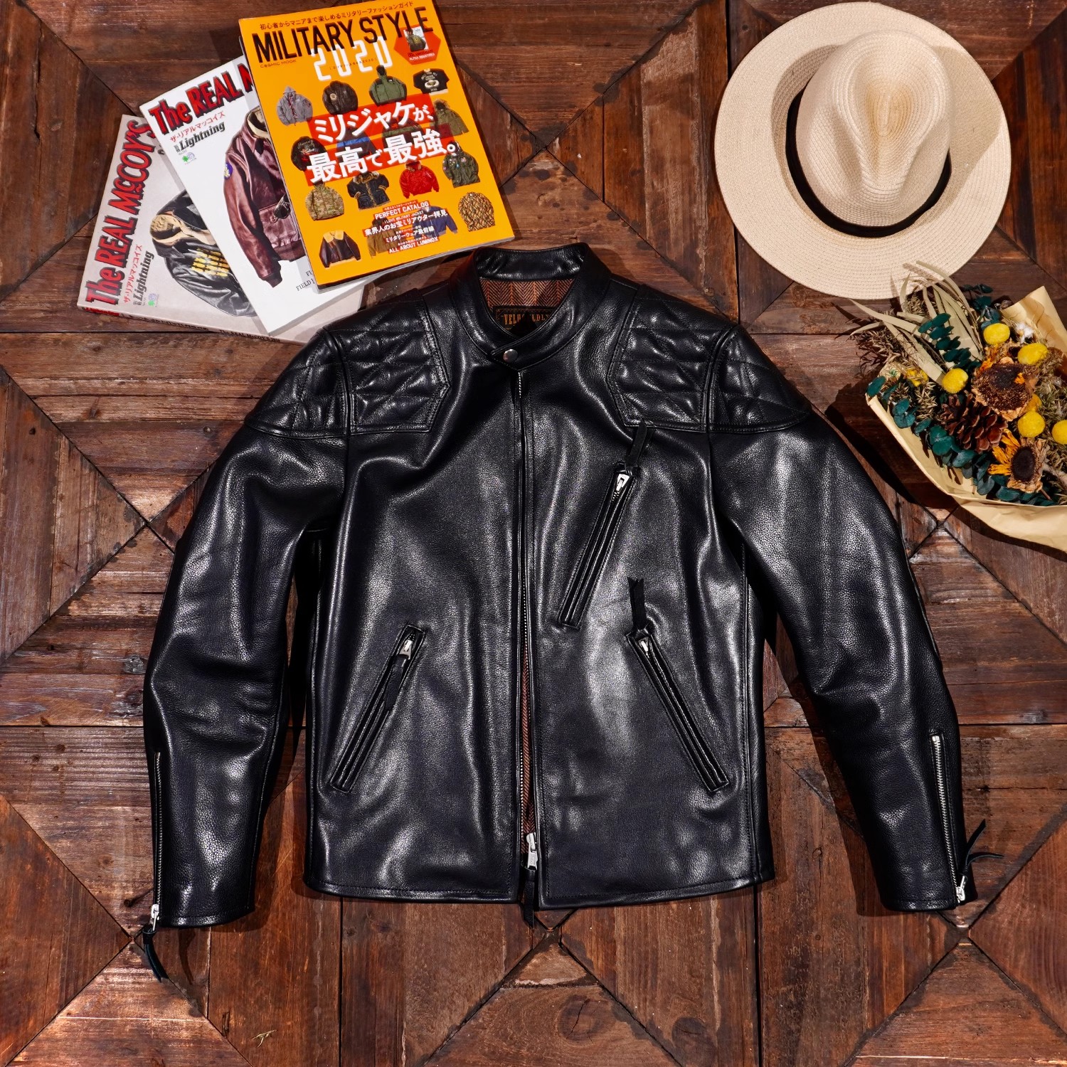 贝克汉姆立领重磅J100毒液牛皮皮衣机车男菱形格补强头层夹克复古