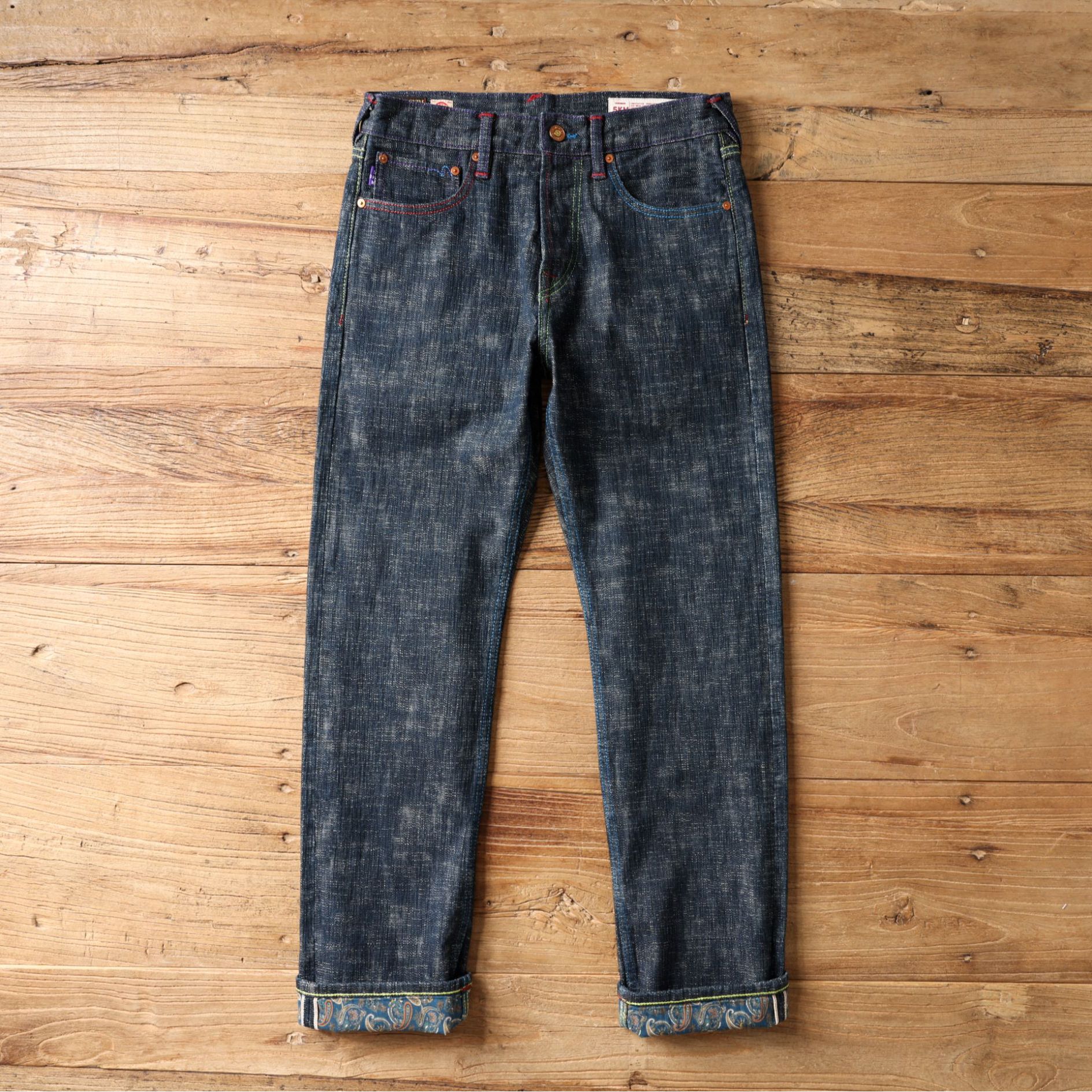 6531#秋冬赤耳丹宁钮门原牛14.5盎司经典无弹直筒长裤男装牛仔裤