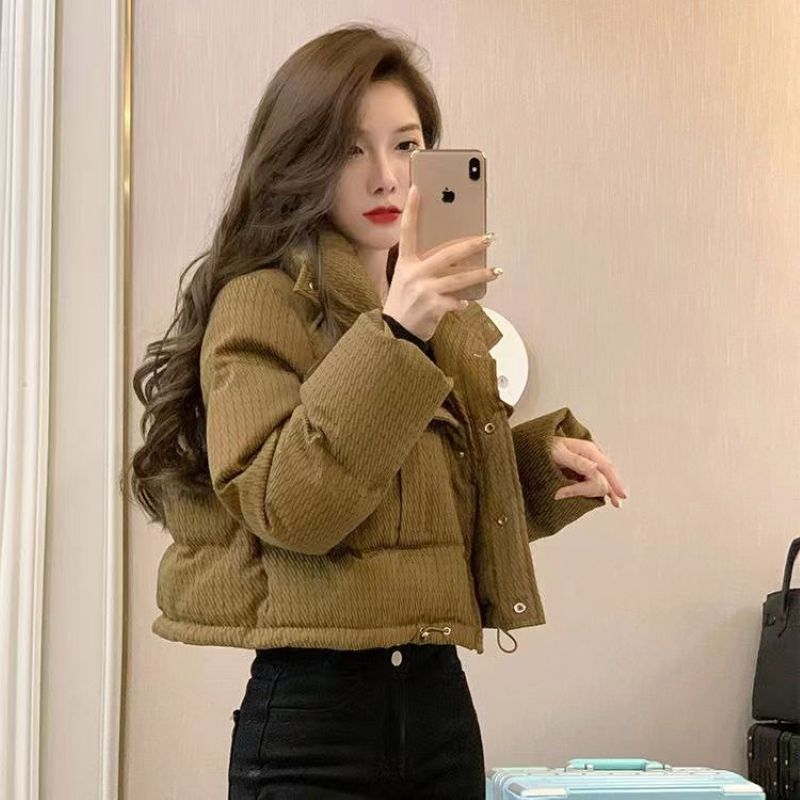 秋冬新款焦糖色棉衣棉服外套女2023冬季小个子夹棉棉袄短款羽绒棉