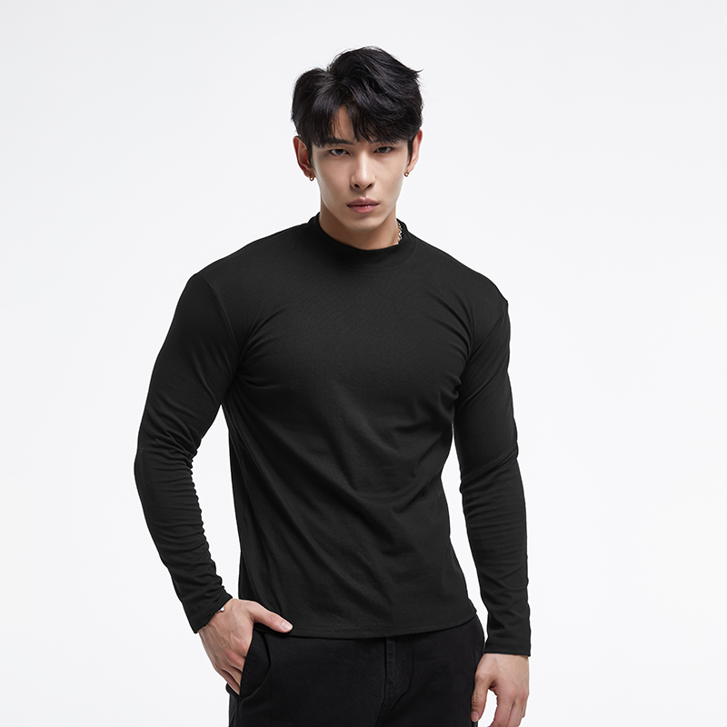【索罗娜显型长袖】秋冬新款T恤男士半高领打底衫运动上衣冬季穿搭