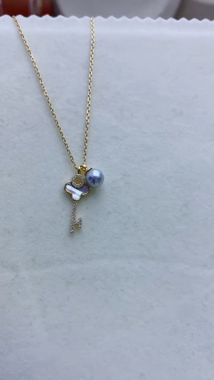 【闪购商品】海水珍珠颈饰银S925镶嵌海水真多麻7-8mm