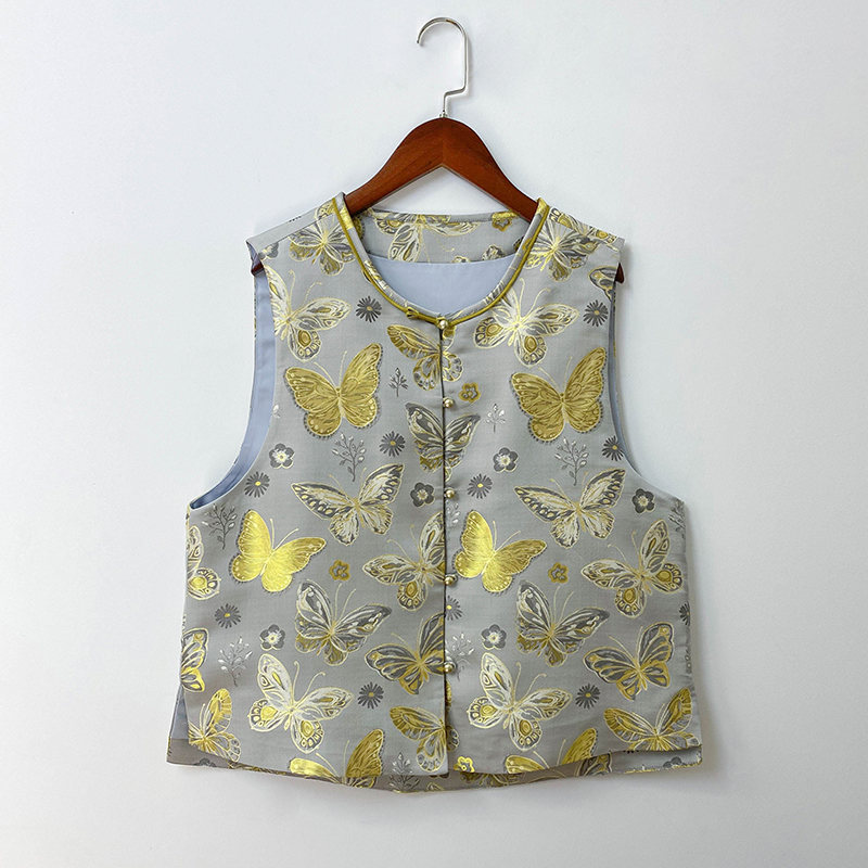 【金蝴蝶】复古改良国风新中式金色提花显贵大气时尚宋锦马甲