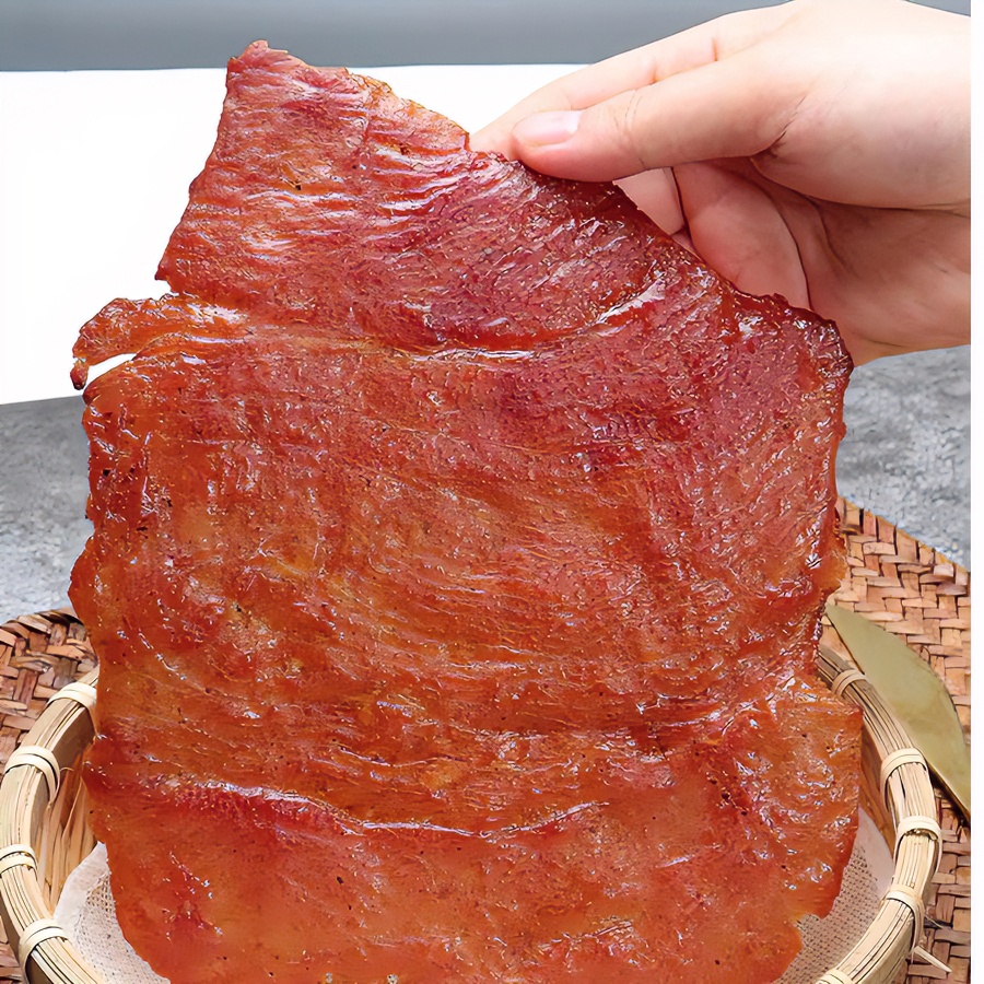 比手还大 炭火直烤的猪肉脯才叫香 看得见的肉丝纤维 嚼着超解压