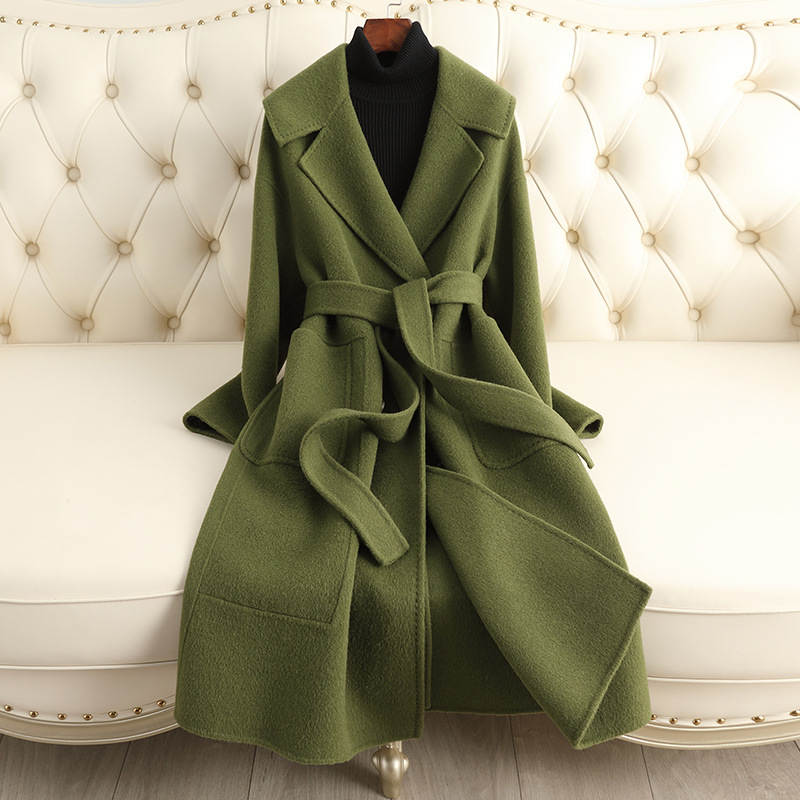 2024冬季新款双面呢羊绒大衣女长款高端修身赫本风羊毛呢外套