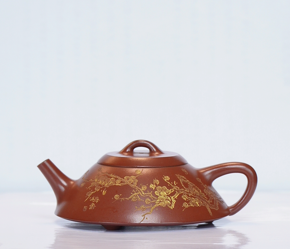 原矿纯手制紫砂壶 观云堂 康帝陀红 合瓢 许云飞制博渊刻